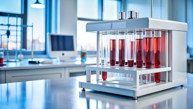 Micro hematocrit analyzer with transparent glass capillary tubes for precise blood cell separation and measurement in a laboratory setting, laboratory tool, hematocrit analysis