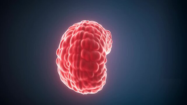 Cyst Concept ,Pancreas organ anatomy with glowing texture and highlighted internal cells red and blue medical concept showing