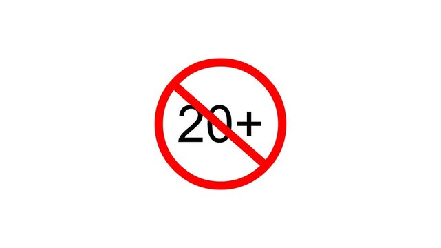 20 plus prohibited sign icon animation