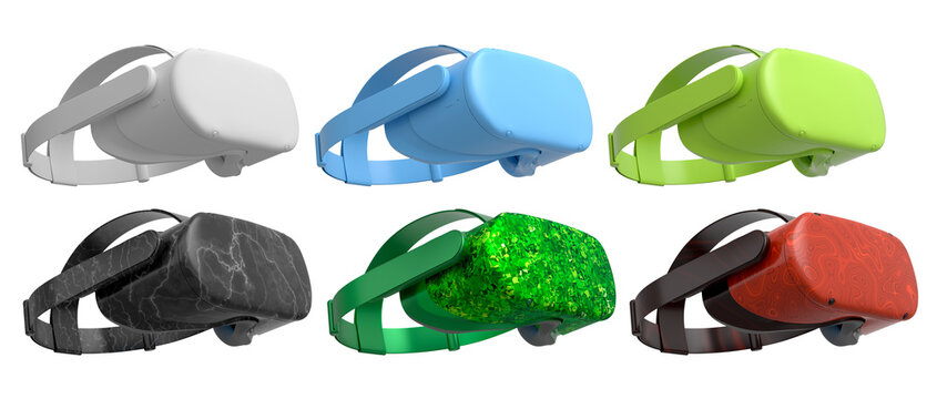 Virtual reality glasses and headset isolated on white background with clipping path