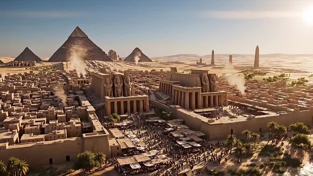 Ancient Egypt Civilization: Great Pyramids of Giza, Nile River Valley, and Pharaoh Architecture Cinematic Documentary Style