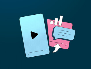 Obraz premium AI online video platform title generator, viral video SEO optimizer, intelligent keyword rich suggestion tool, content engagement strategy workflow, smart thumbnail title concept, modern illustration