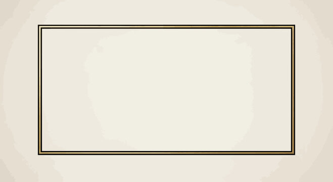Vector rectangular frame icon, gold border, beige background