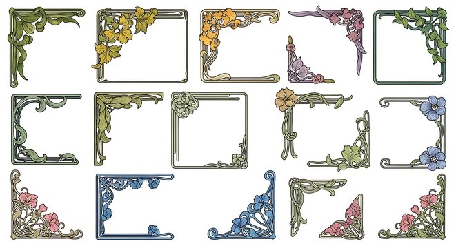 Collection of elegant floral corner embellishments for creative projects