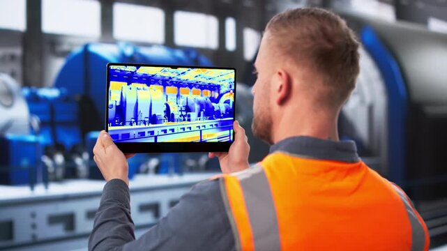 Engineer Carefully Monitors Turbine Machine
