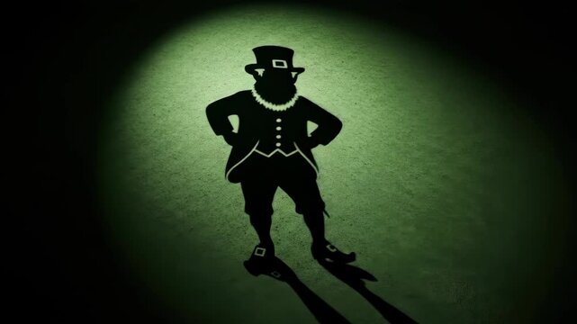Silhouette animation of a man in a hat on a green background