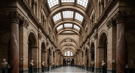 Obraz premium Grand Hallway Architecture with Arches and Columns