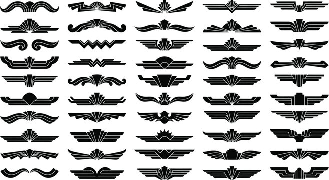 Art Deco vector divider collection. Features a variety of vintage decorative line breaks and ornate horizontal separators. Elegant graphic elements for classic design projects and invitations.