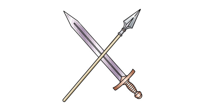Crossed Sword and Spear Weapons.