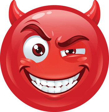 Mischievous Devil Emoji Face with Wink Expression 