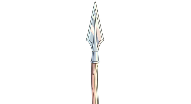 Metal arrowhead with feathers attached.