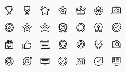 Fototapeta premium Reward Icon Set Monochrome Vector Collection for UI UX Design