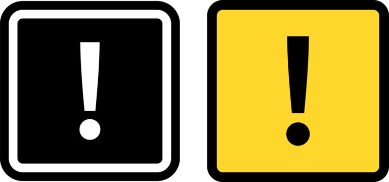 Contrast between a black and yellow warning sign with exclamation symbols