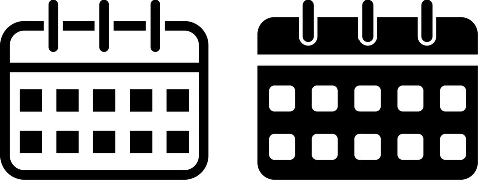 Contrasting calendar icons with filled and empty date grids