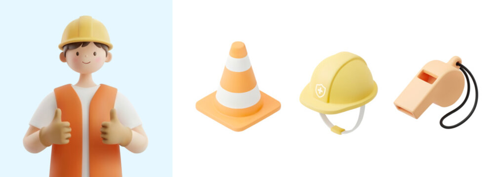 전문 직업을 가진 3D 캐릭터
