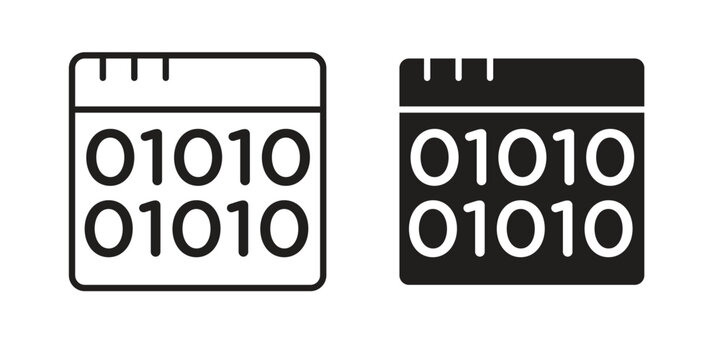 Binary code icon collection on white background. Vector icon art.