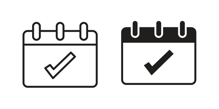 Calendar check icon collection on white background. Vector icon art.
