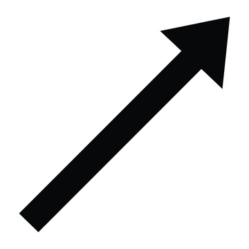 A large black arrow pointing upward and to the right on a white background.