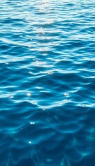 Fototapeta premium Ocean surface ripples, soft blue hues, light reflection, clean, ripples