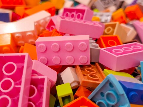 Pile of Authentic LEGO Plastic Building Bricks and Blocks for Creative Editorial and Children Educational Content on December 19, 2025 in Bangkok, Thailand 