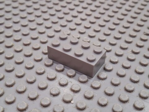 Lego Plastic Building Brick Element Attached to Textured Baseplate Surface for Creative Construction Project and Educational Development Hobby Activity on December 19, 2025 in Bangkok, Thailand 