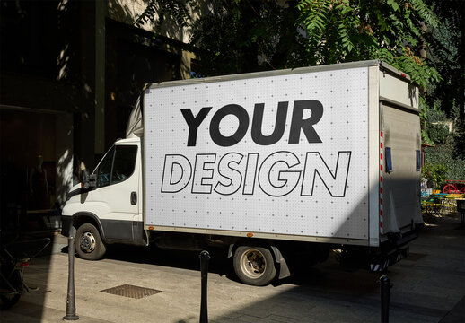 Mockup Of Customizable Horizontal Advertisement On Truck