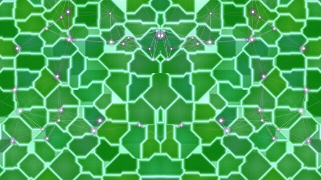 Green leafy mosaic pattern background texture.