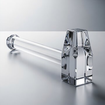 Transparent Glass Engineers Hammer, Fragile Strength Concept, Minimal Product Style