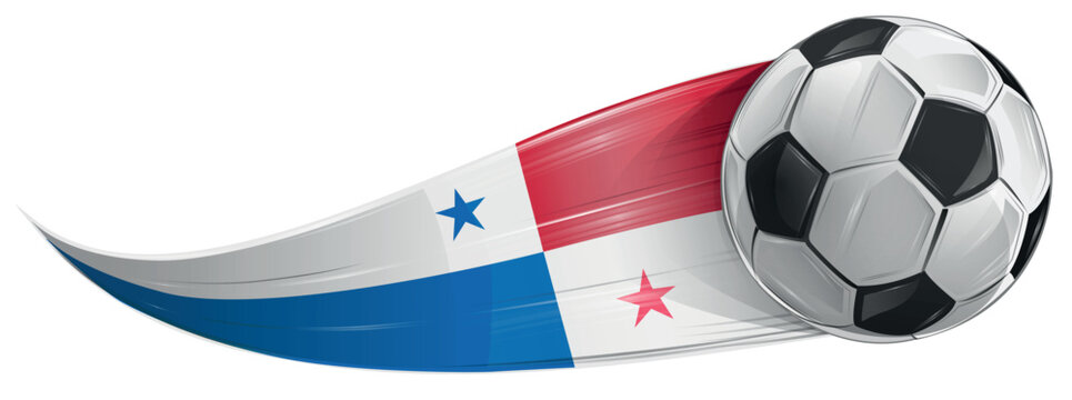 Soccer ball with the colors of the Panama flag, realistic effect. vector illustration