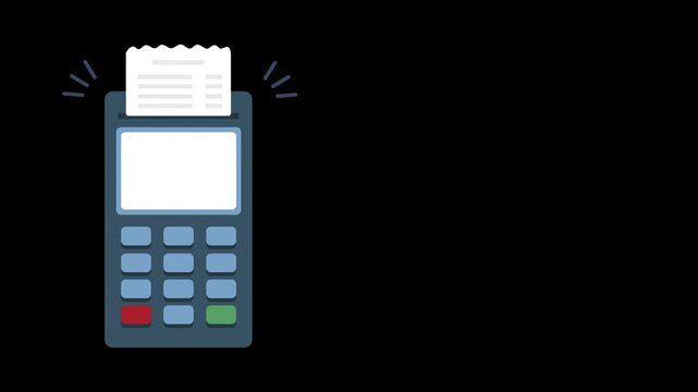 Animated a stylish and modern EDC machine icon featuring a digital payment terminal with a printed receipt, symbolizing cashless transactions, finance, and technology