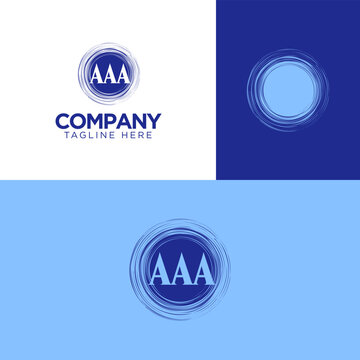 AAA Letter Circle Badge Stamp Logo in Blue with Multiple Color Variations