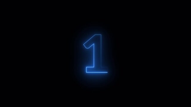 Number animation of digit  Letter concept. glowing loop neon math metical number from 0 to 10  in black background in 4k animation with alpha channel 
