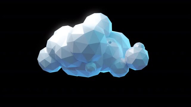 Blue Low Poly Cloud on Alpha