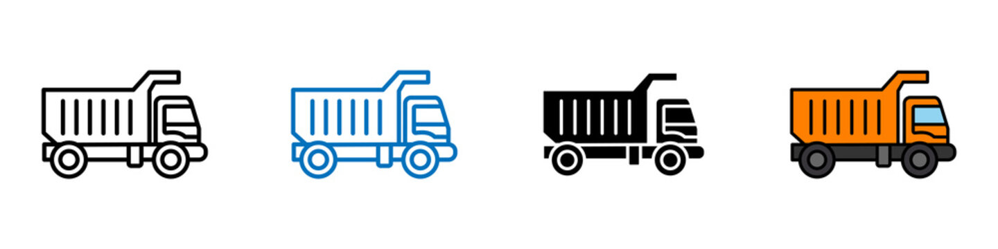  Dump truck multi - style icon design concept	
