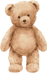 Naklejka premium Vintage Watercolor Vector Teddy Bears Set, cute hand painted plush toys in different poses, sweet retro nursery illustration collection isolated on light background for baby