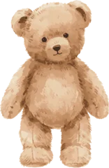 Vintage Watercolor Vector Teddy Bears Set, cute hand painted plush toys in different poses, sweet retro nursery illustration collection isolated on light background for baby © Zenina-Lembrik