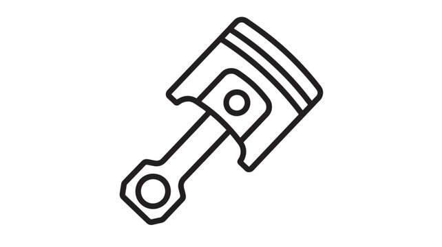 Piston and connecting rod schematic icon with a clean outline drawing on a white background. featuring engine part, automotive, mechanical with