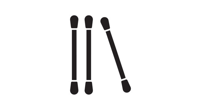 Cotton swabs black icon with three pointed tips and white background, representing hygiene and cosmetic tools.