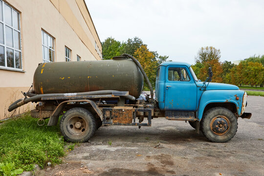 Old soviet GAZ, ZIL truck, model for sewage disposal activities.