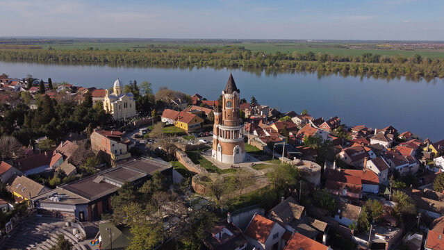 Drone view of Zemun, Belgrade, Serbia.