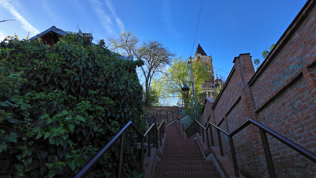 Famous steps on Gardos tower in Zemun, Belgrade, Serbia.