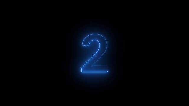 Number animation of digit  Letter concept. glowing loop neon math metical number from 0 to 10  in black background in 4k animation with alpha channel 