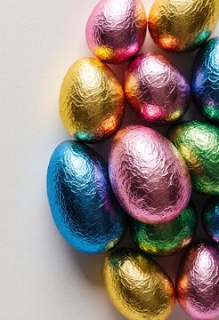 Multi colored colourful foil wrapped chocolate easter eggs