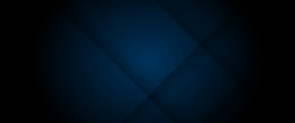 Obraz premium Abstract Dark Blue Geometric Background with Elegant Diagonal Shapes and Shadow Layers, Professional Modern Technology Header Backdrop for Corporate Presentation and Web Design