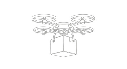 Obraz premium Drone Delivery Outline Icon: Future Logistics and Package Transport