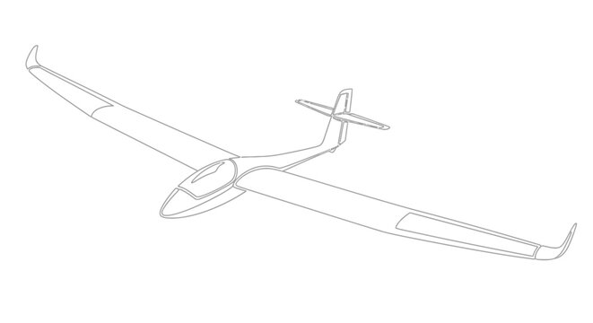 Glider Aircraft Line Drawing Outline