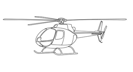 Obraz premium Line Art Helicopter Illustration - White Background