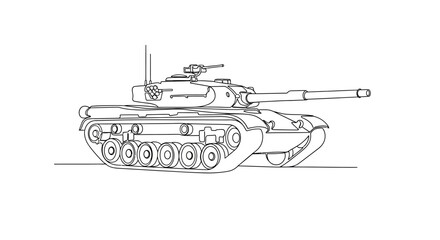 Line Art Military Tank Illustration © jas