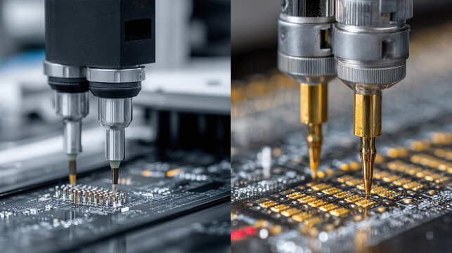 precision nozzles applying solder paste on pcb during electronics manufacturing process with high accuracy and modern assembly technology workflow