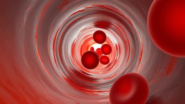 Red blood cells flowing in a vessel